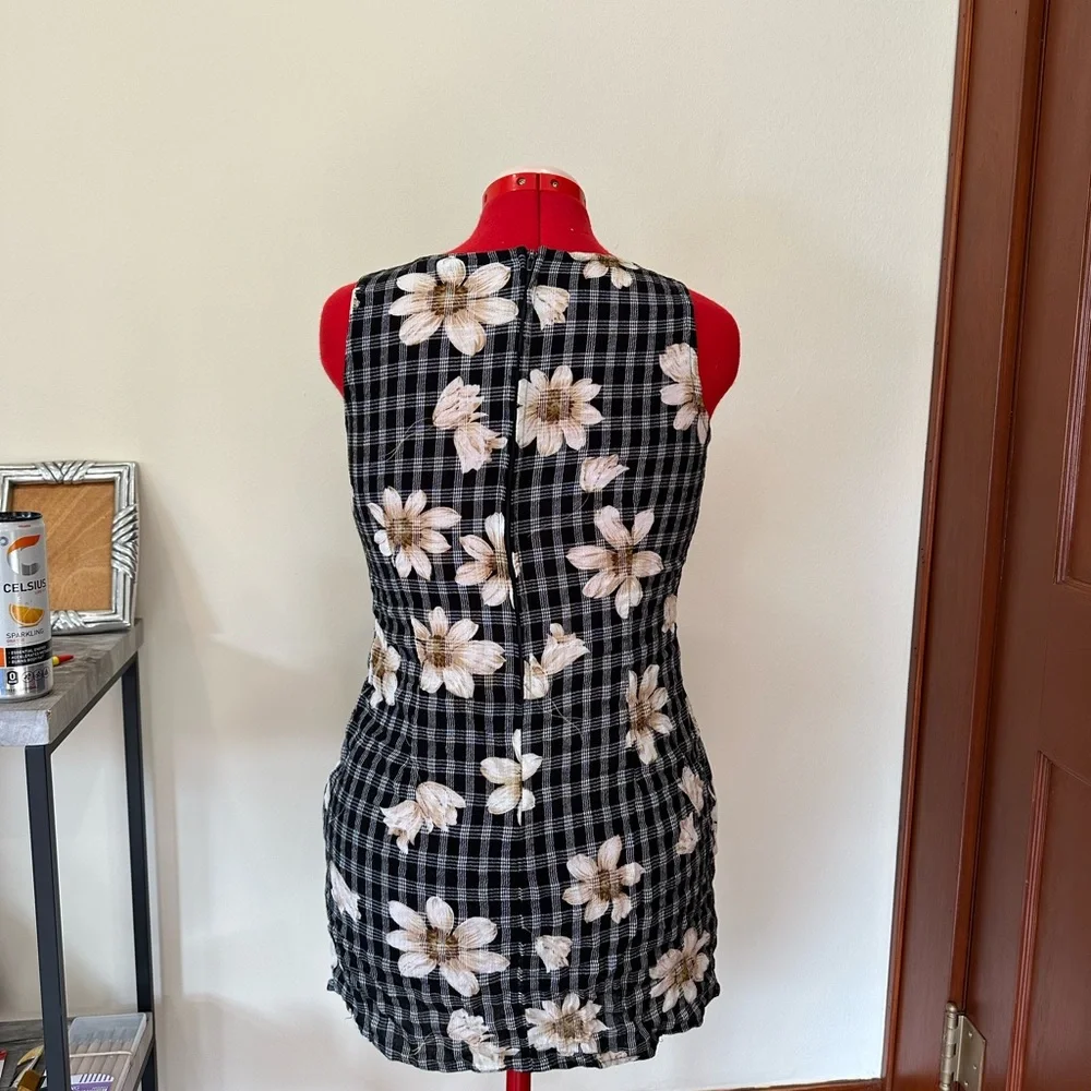 Floral Checkered Mini Dress - Picture 2 of 6